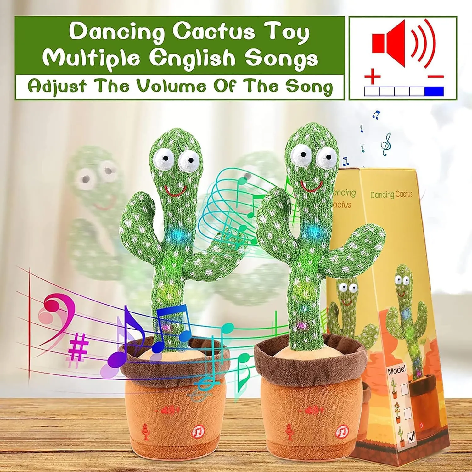 Emoin [Adjustable Volume Control] Dancing Cactus Toy Baby Toys 6 to 12 Month, Baby Toys Dancing Talking Cactus for Boys Girls Talking Cactus Toy Repeats What You Say Mimicking Cactus Toy for Babies
