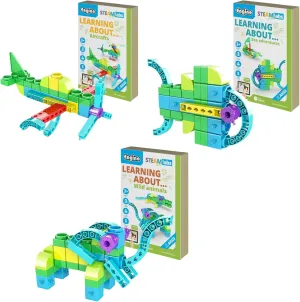 Engino STEAM Labs Exploration Bundle – Discover The Worlds of Aircrafts, Sea Adventures, and Wild Animals for Ages 3 