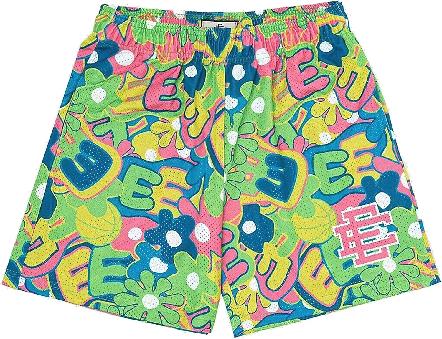 Eric Shorts Mesh Print Drawstring Shorts Hip Hop Casual Cool Workout Basketball Short Pants