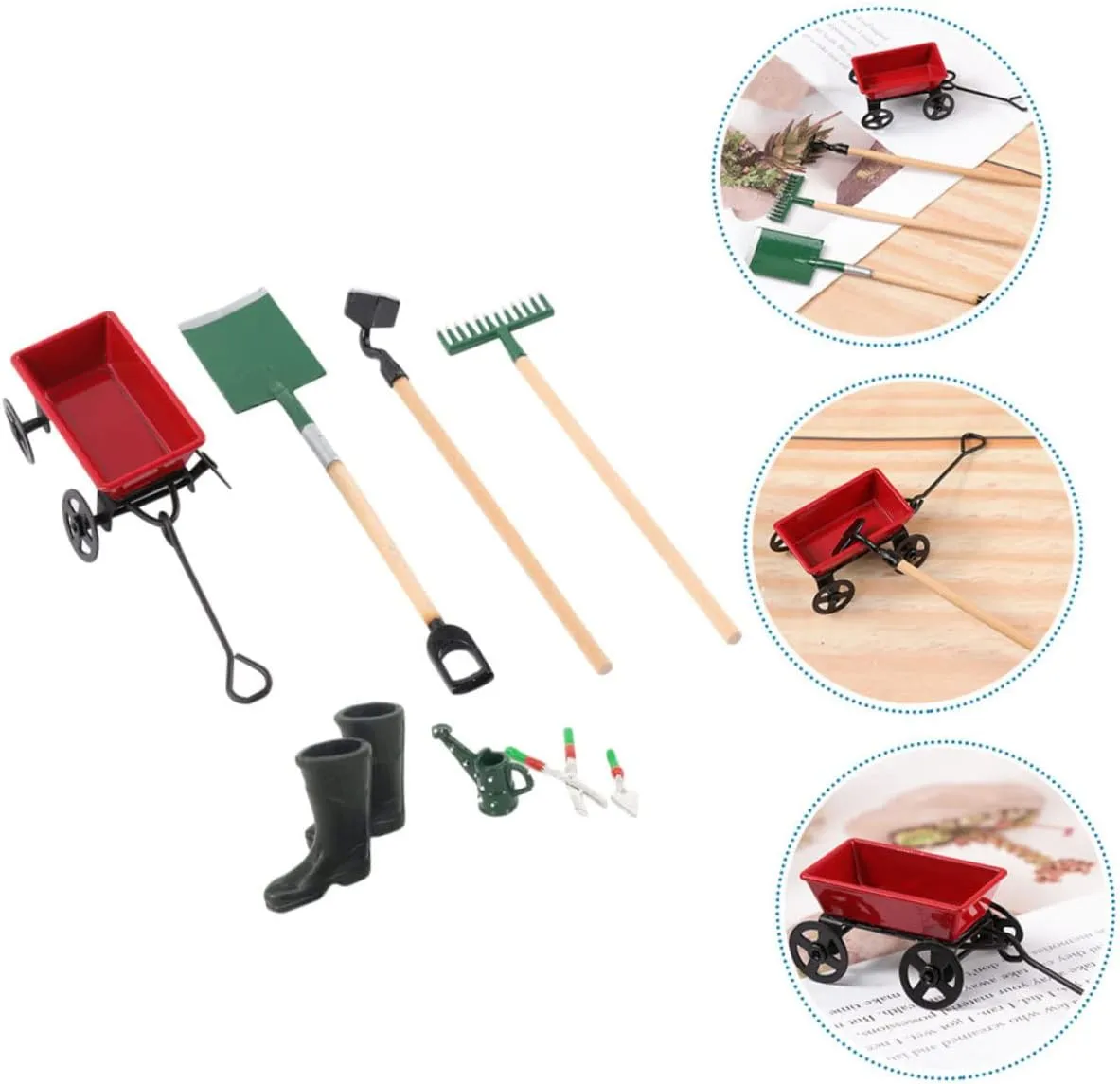 ERINGOGO 3sets Mini Dollhouse Kit Fairy Garden Accessories 8-Piece Set Dollhouse Garden Scenery Models Decorative Tools 8pcs*3