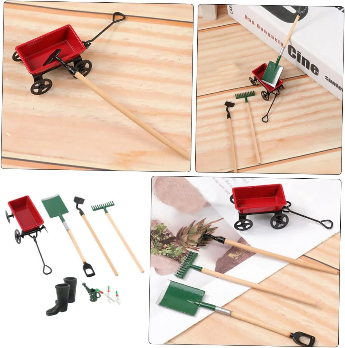 ERINGOGO 3sets Mini Dollhouse Kit Fairy Garden Accessories 8-Piece Set Dollhouse Garden Scenery Models Decorative Tools 8pcs*3