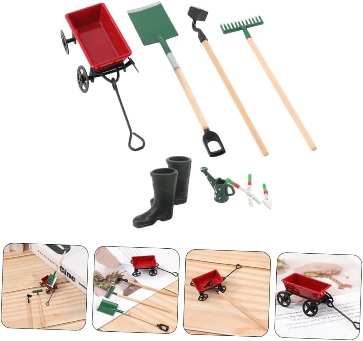 ERINGOGO 3sets Mini Dollhouse Kit Fairy Garden Accessories 8-Piece Set Dollhouse Garden Scenery Models Decorative Tools 8pcs*3