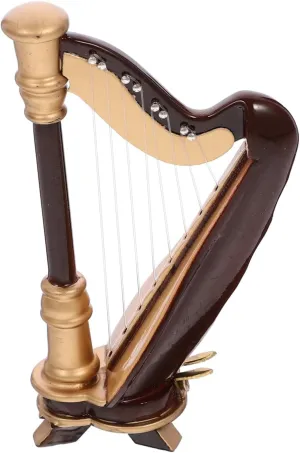 ERINGOGO Mini Wooden Harp Model with Case Miniature Harp Ornament for Dollhouse Decor Craftsmanship for Micro Charm Worlds and Ideas