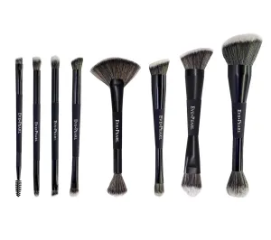 EVE PEARL 8 Pcs Complete Dual Brush Collection Contour Concealer Blender Fan Highlighter Brushes Set Makeup Kit