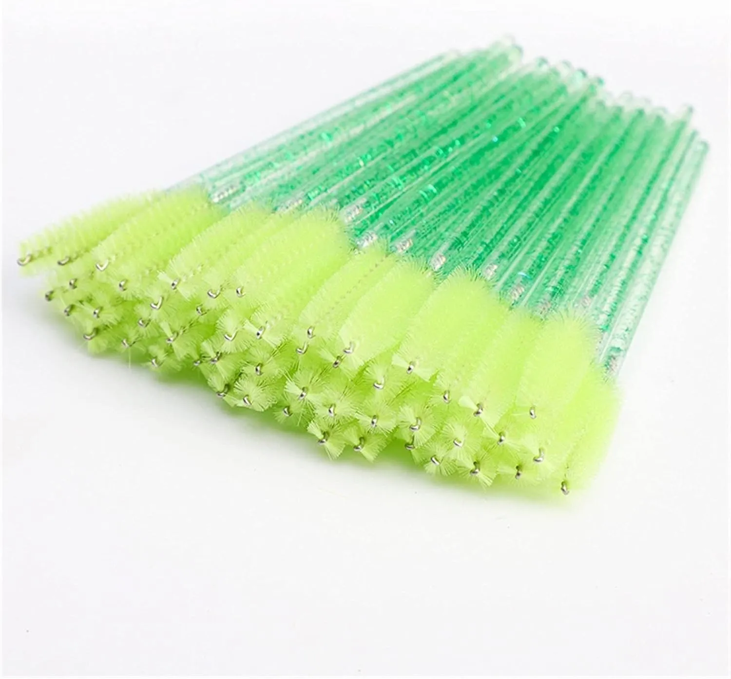 Eyelash Extension Disposable Eyebrow Brush Mascara Wand Applicator Spoolers Eye Lashes Cosmetic Brushes Set Makeup Tools (Color : 25pcs Green)