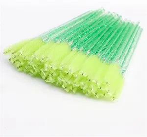 Eyelash Extension Disposable Eyebrow Brush Mascara Wand Applicator Spoolers Eye Lashes Cosmetic Brushes Set Makeup Tools (Color : 25pcs Green)