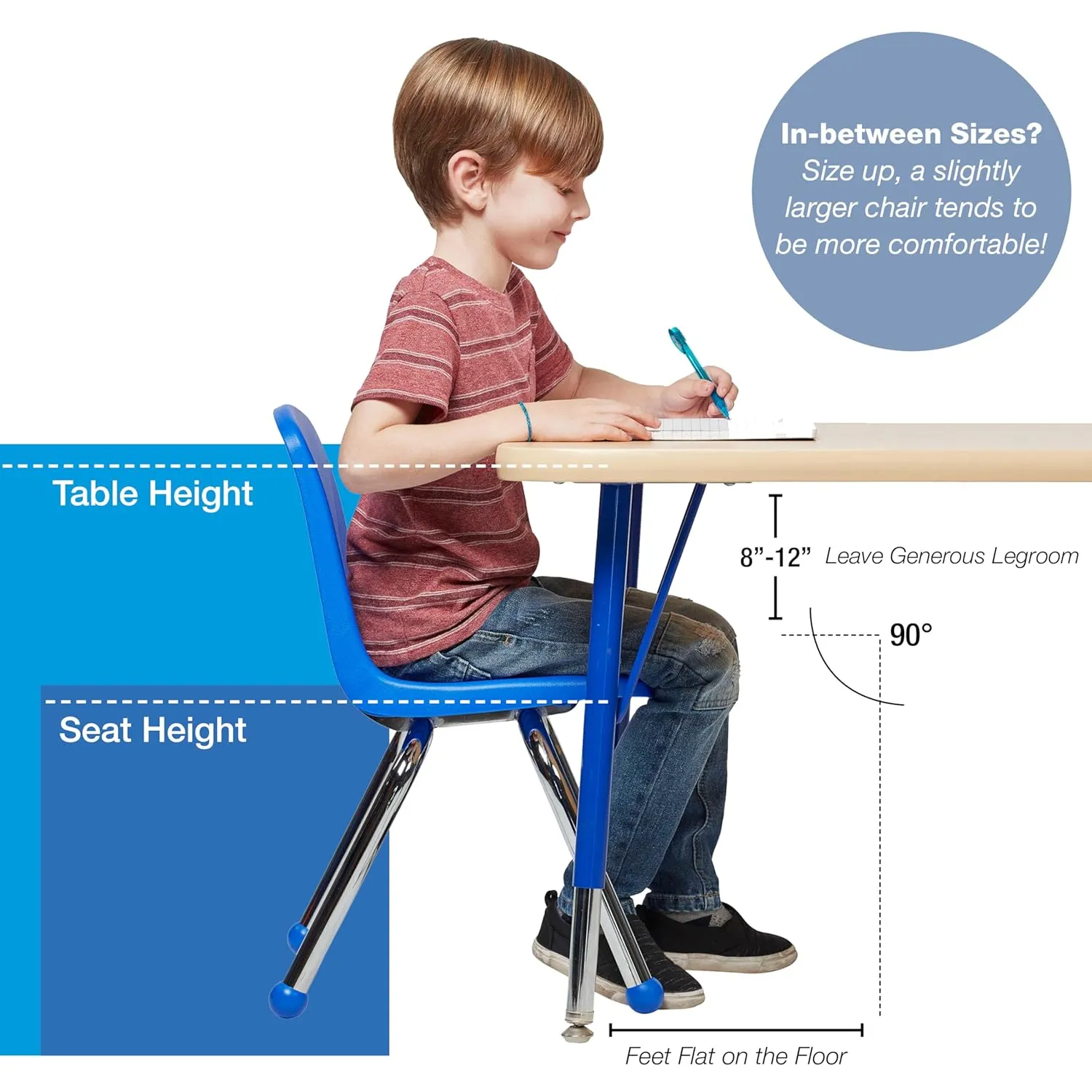 Factory Direct Partners 10359-SF 12" School Stack Chair, Stacking Student Seat with Chromed Steel Legs and Ball Glides for in-Home Learning or Classroom - Seafoam (6-Pack)