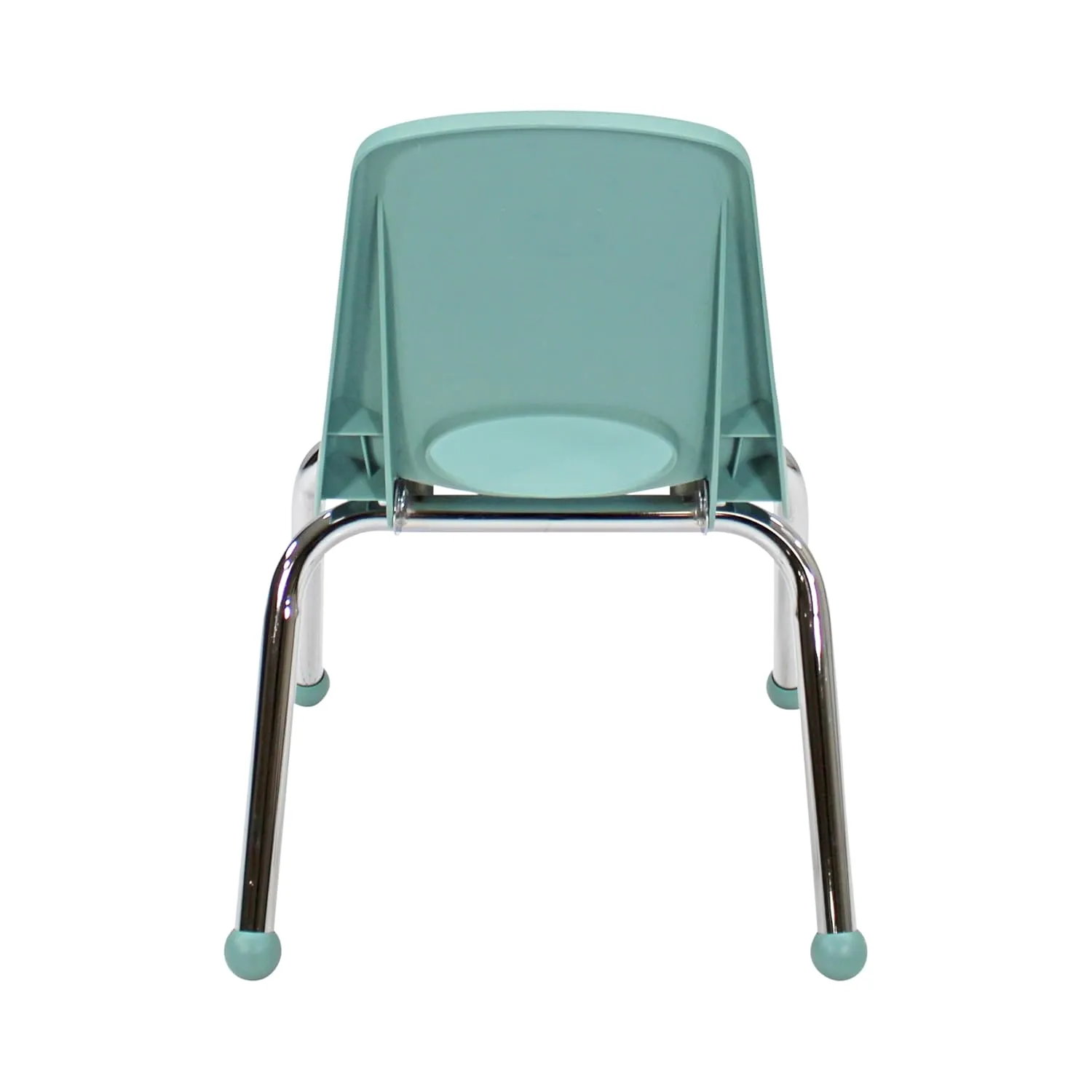 Factory Direct Partners 10359-SF 12" School Stack Chair, Stacking Student Seat with Chromed Steel Legs and Ball Glides for in-Home Learning or Classroom - Seafoam (6-Pack)