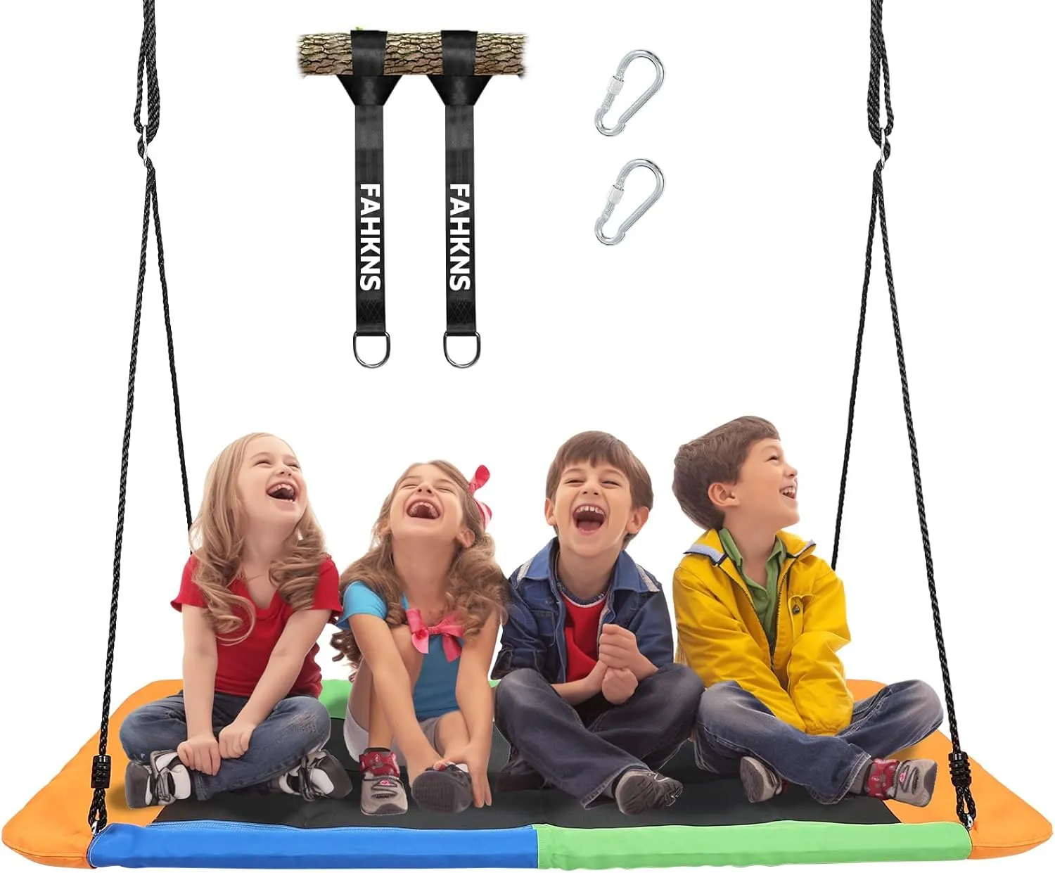 FAHKNS 800lb Giant 60" Platform Tree Swing for Kids and Adults Waterproof 2 Hanging Straps (Colorful)