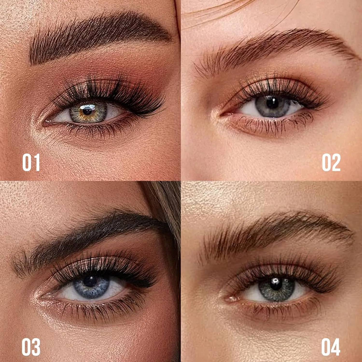 False Eyelashes Wispy Lashes Cat Eye lashes Natural Look No Band Fake Lashes Unidollss Waterproof Strip Lashes Kit with Lash Glue, Cruelty Free, Reusable, Contact Lens Friendly, 4 Pairs(03)