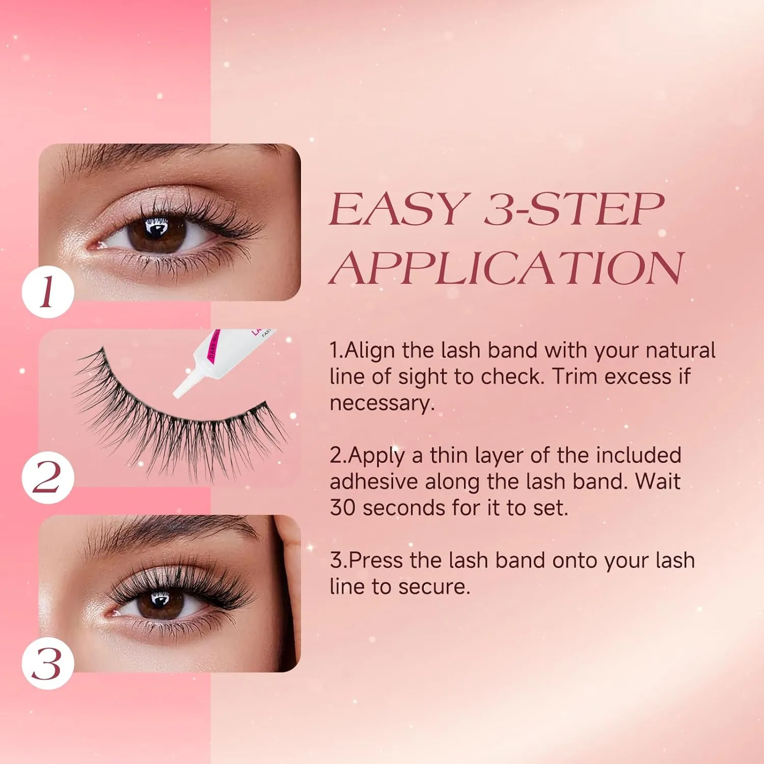 False Eyelashes Wispy Lashes Cat Eye lashes Natural Look No Band Fake Lashes Unidollss Waterproof Strip Lashes Kit with Lash Glue, Cruelty Free, Reusable, Contact Lens Friendly, 4 Pairs(03)
