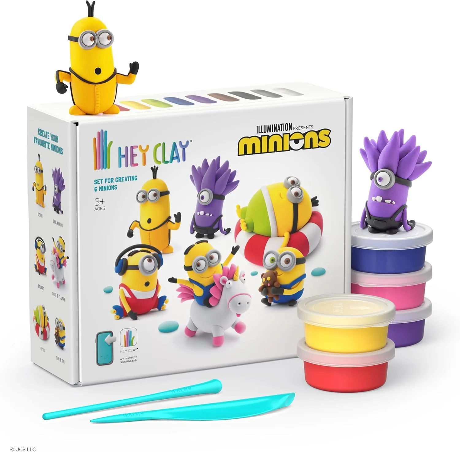 Fat Brain Toys Hey Clay Minions, Air Dry Clay Kit with Interactive App for Kids & Tweens, Modeling Clay and Crafts Set for Kids Ages 5 to 11