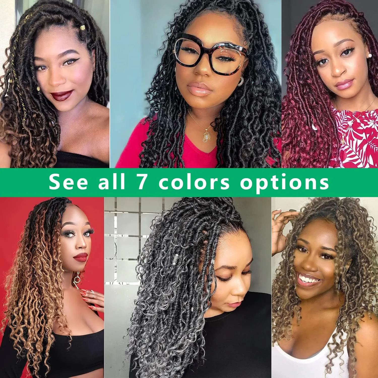 Faux Locs 10 Inch Ombre Brown Goddess Locs Crochet Hair for Women Soft River Locs Curly Pre Looped Crochet Braids with Curly Ends Boho Hippie Locs Synthetic Hair Extensions(6 packs, 1b/30)