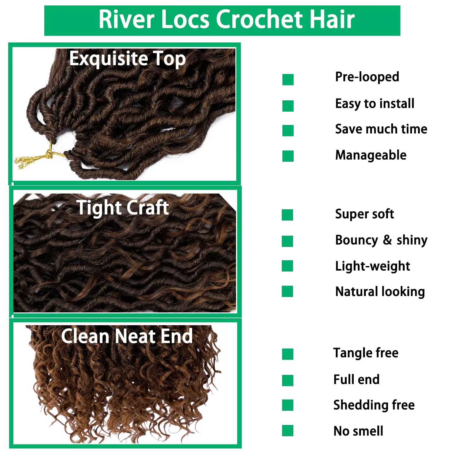Faux Locs 10 Inch Ombre Brown Goddess Locs Crochet Hair for Women Soft River Locs Curly Pre Looped Crochet Braids with Curly Ends Boho Hippie Locs Synthetic Hair Extensions(6 packs, 1b/30)