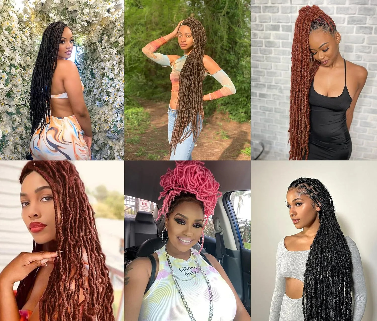 Faux Locs 36 Inch 6 Packs Brown Soft Natural Butterfly Crochet Hair For Black Women Goddess Locs (Color 30, Long)