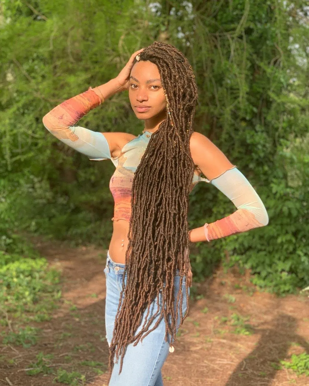 Faux Locs 36 Inch 6 Packs Brown Soft Natural Butterfly Crochet Hair For Black Women Goddess Locs (Color 30, Long)