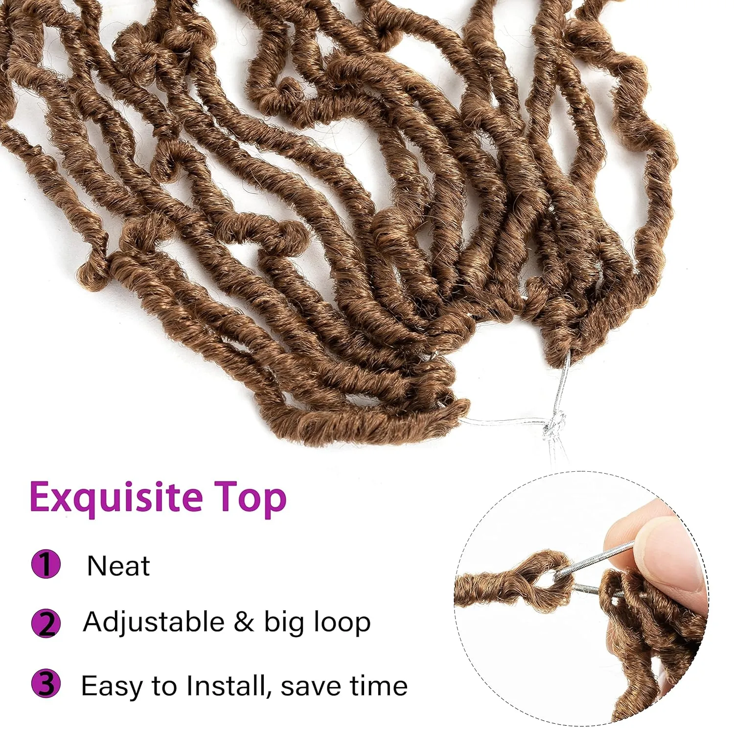 Faux Locs 36 Inch 6 Packs Brown Soft Natural Butterfly Crochet Hair For Black Women Goddess Locs (Color 30, Long)