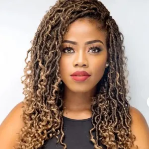 Faux Locs Crochet Hair 10 Inch Ombre Goddess Locs Crochet Hair for Women Soft River Locs Curly Pre Looped Crochet Braids with Curly Ends Boho Hippie Locs Synthetic Hair Extensions(6 packs, #1b/27)
