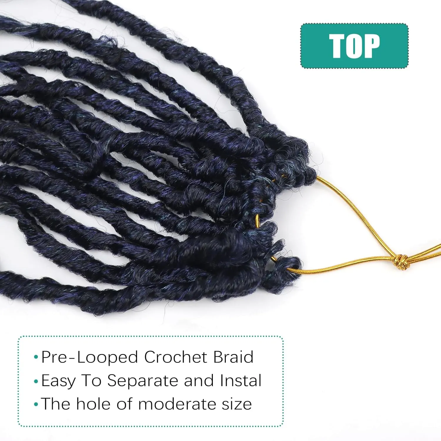 Faux Locs Crochet Hair 14 Inches With Curly Ends Goddess Locs Crochet Braids Pre Looped Deep Wave Crochet Hair for Black Women Hair Extensions(14 Inch/Pack of 8, 1B/Dark blue/light blue)