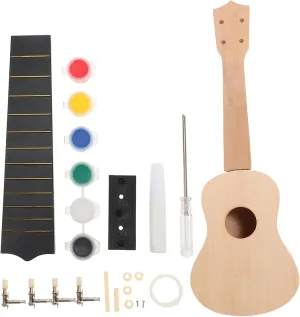 FAVOMOTO 1set Ukulele Kit for Boys and Girls Unfinished Wooden Musical Toy Four-string Ukulele Building for Beginners for Young Musicians