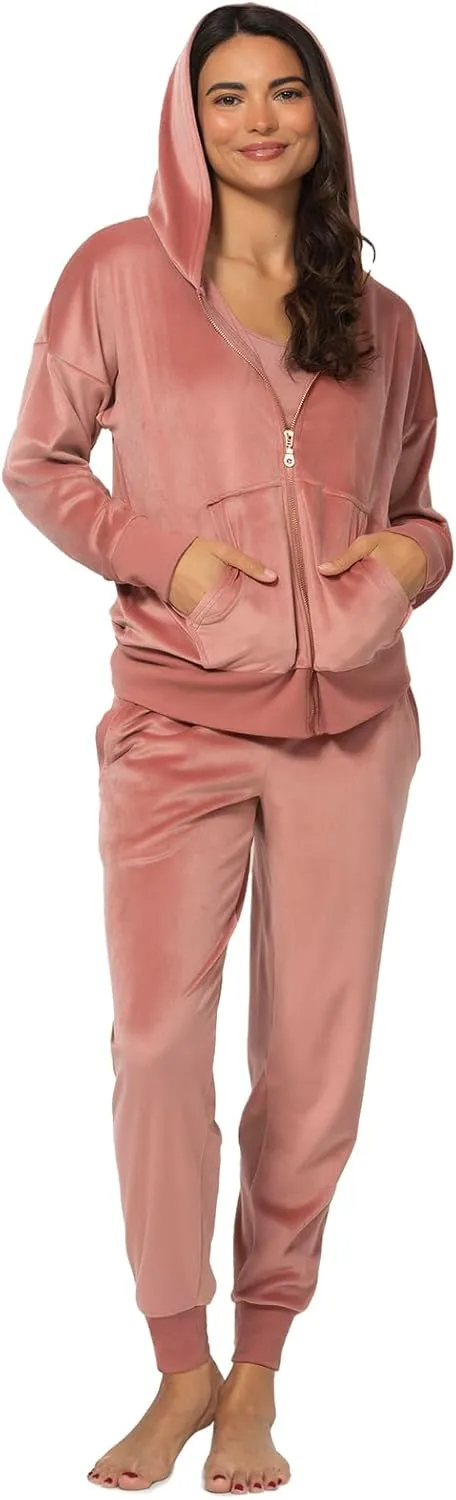 Felina - Womens Velour Zip Hoodie and Jogger Set Soft 2-Piece Tracksuit Lounge Set