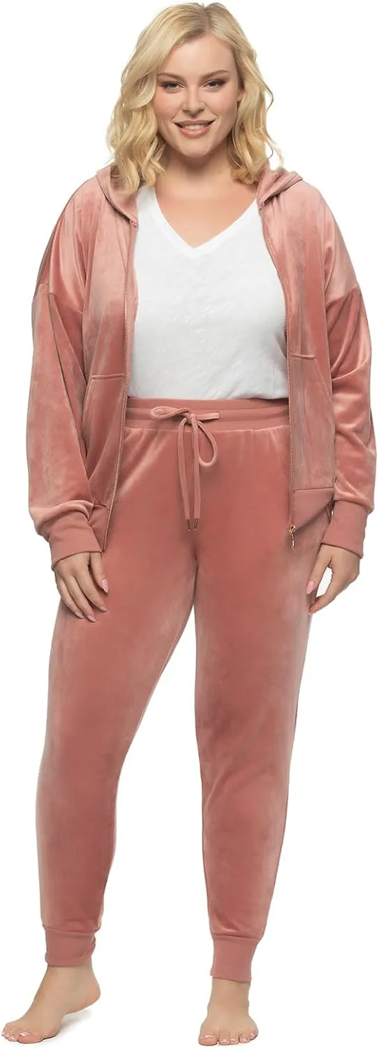 Felina - Womens Velour Zip Hoodie and Jogger Set Soft 2-Piece Tracksuit Lounge Set