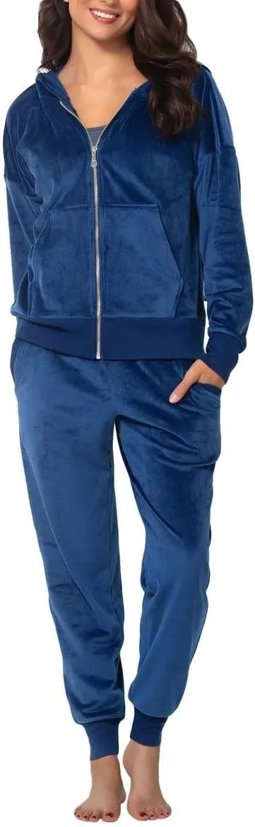Felina - Womens Velour Zip Hoodie and Jogger Set Soft 2-Piece Tracksuit Lounge Set