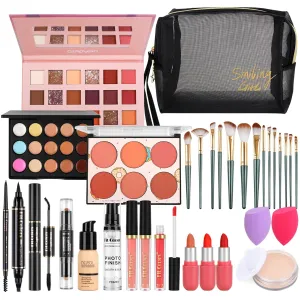 Fenshine All in One Makeup Kit for Women Full kit, Makeup Sets for Women, Travel Makeup Bundle Includes Foundation Primer Eyeshadow Contour Palette Lipstick for Teenage & Adults(Type B)