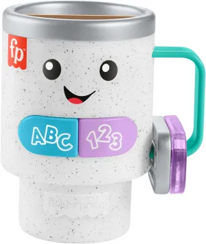 Fisher-Price Laugh & Learn Baby & Toddler Toy Wake Up & Learn Coffee Mug with Lights & Music for Ages 6  Months, Multilanguage Version, HXF49