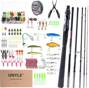 Fishing Rod and Spining Reel Combo, 24T Carbon Spin Fishing Rod 6.6"/7"/8", 6 Piece Portable Travel Spining Fishing Rod, Fishing Kits with Lures, Freshwater Saltwater Trout Bass Walleye Pike