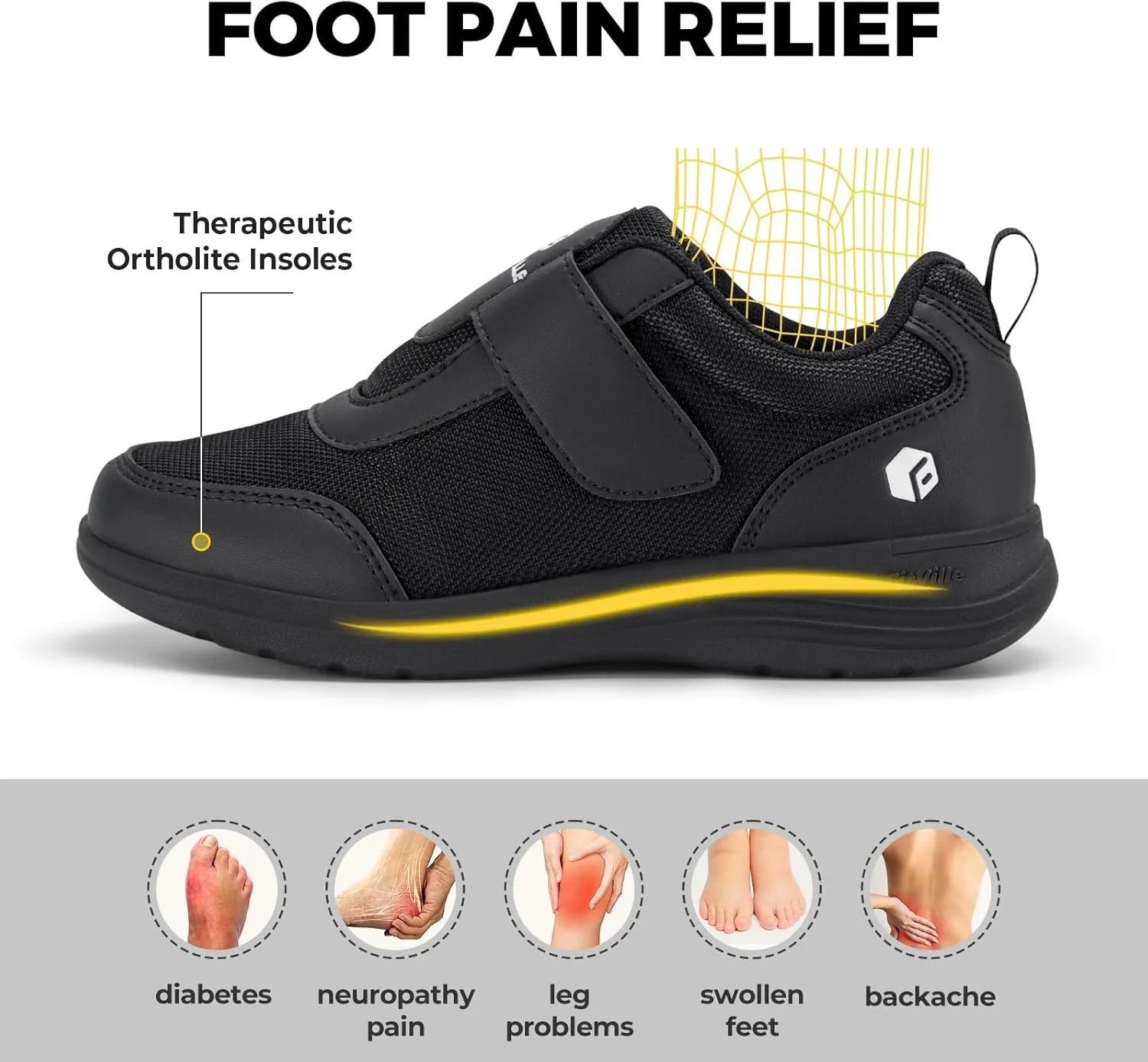 FitVille Diabetic Shoes for Women Wide Width, Fully Adjustable Straps Wide Width Shoes for Women for Edema and Swollen Feet