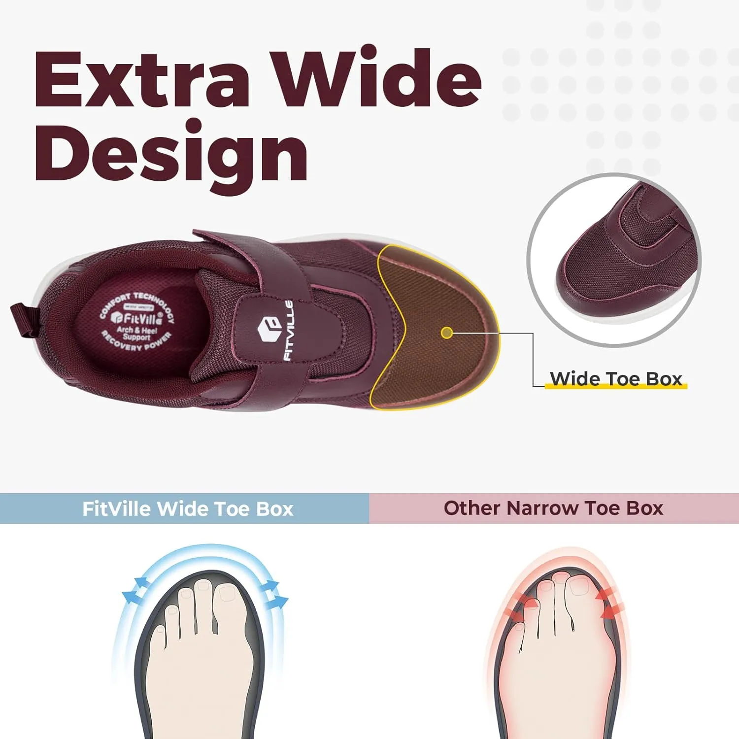 FitVille Diabetic Shoes for Women Wide Width, Fully Adjustable Straps Wide Width Shoes for Women for Edema and Swollen Feet