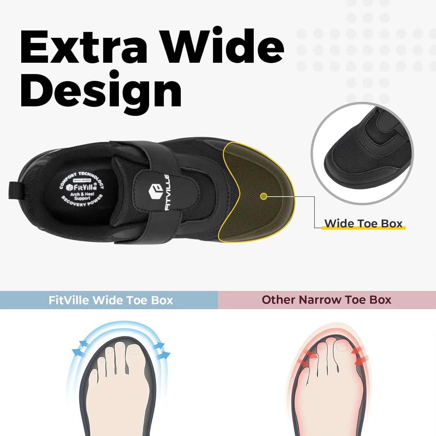 FitVille Diabetic Shoes for Women Wide Width, Fully Adjustable Straps Wide Width Shoes for Women for Edema and Swollen Feet