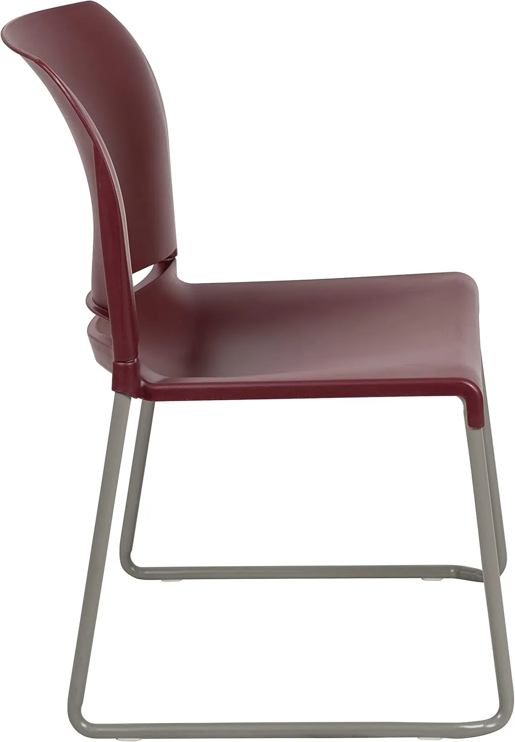 Flash Furniture HERCULES Series 5 Pack 880 lb. Capacity Burgundy Full Back Contoured Stack Chair with Gray Powder Coated Sled Base