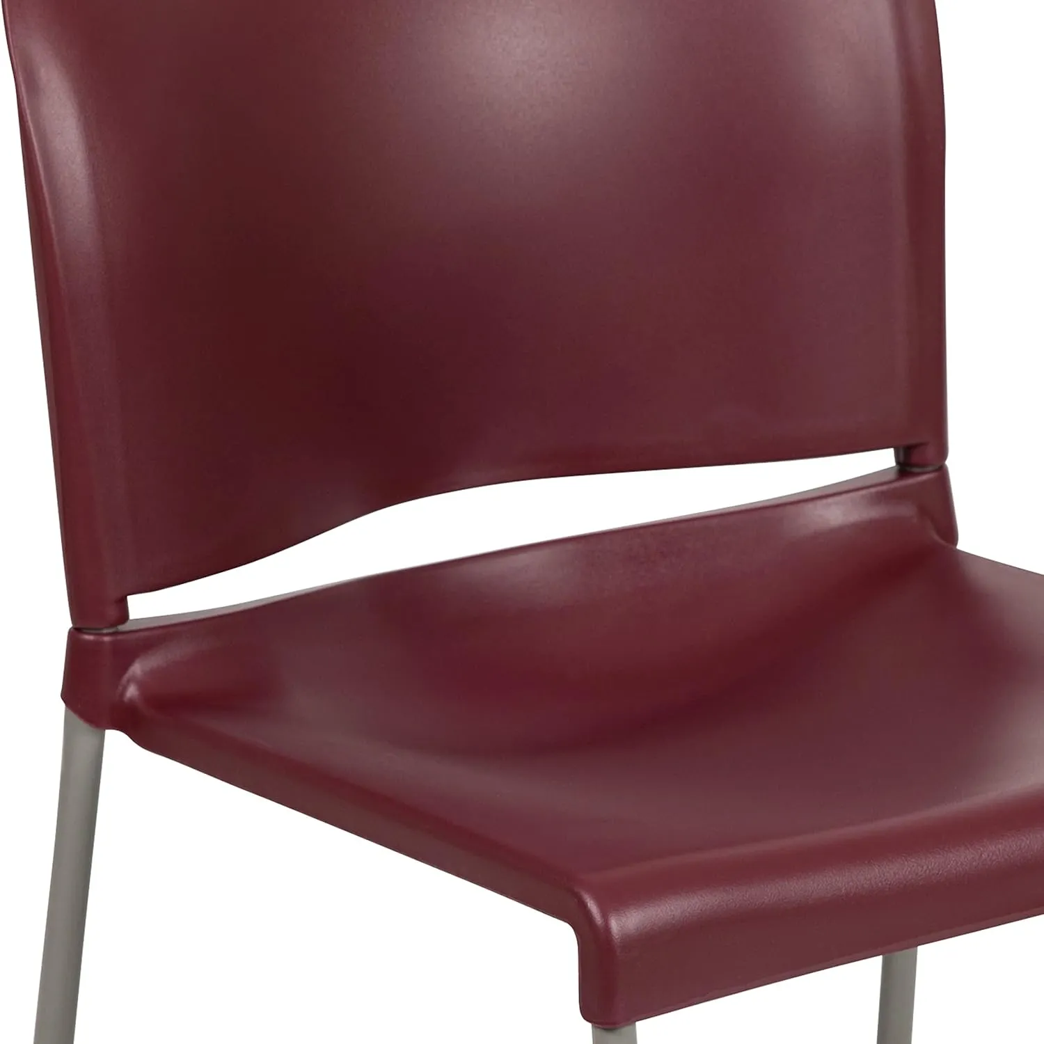 Flash Furniture HERCULES Series 5 Pack 880 lb. Capacity Burgundy Full Back Contoured Stack Chair with Gray Powder Coated Sled Base