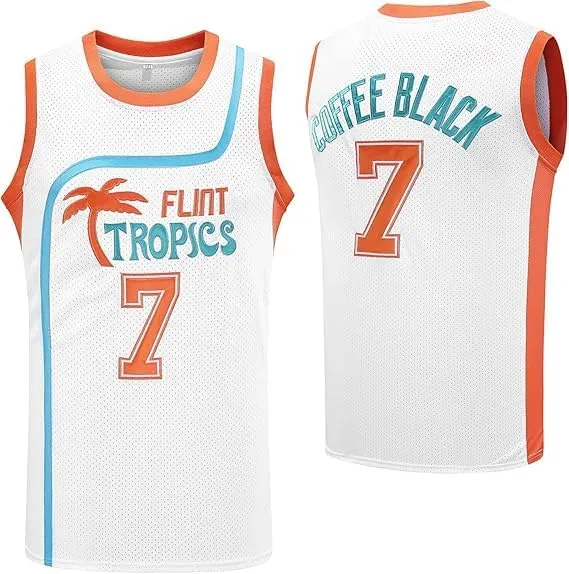 Flint Tropics Jackie Moon #33 Coffee Black #7 Semi Pro 90s Hip Hop Clothes for Party Men Basketball Jersey S-3XL