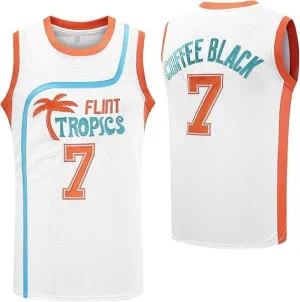 Flint Tropics Jackie Moon #33 Coffee Black #7 Semi Pro 90s Hip Hop Clothes for Party Men Basketball Jersey S-3XL