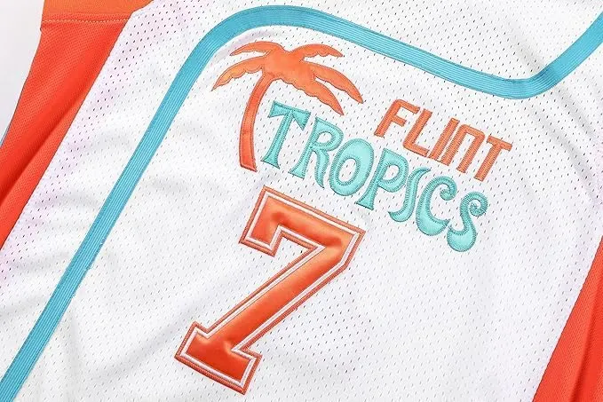 Flint Tropics Jackie Moon #33 Coffee Black #7 Semi Pro 90s Hip Hop Clothes for Party Men Basketball Jersey S-3XL
