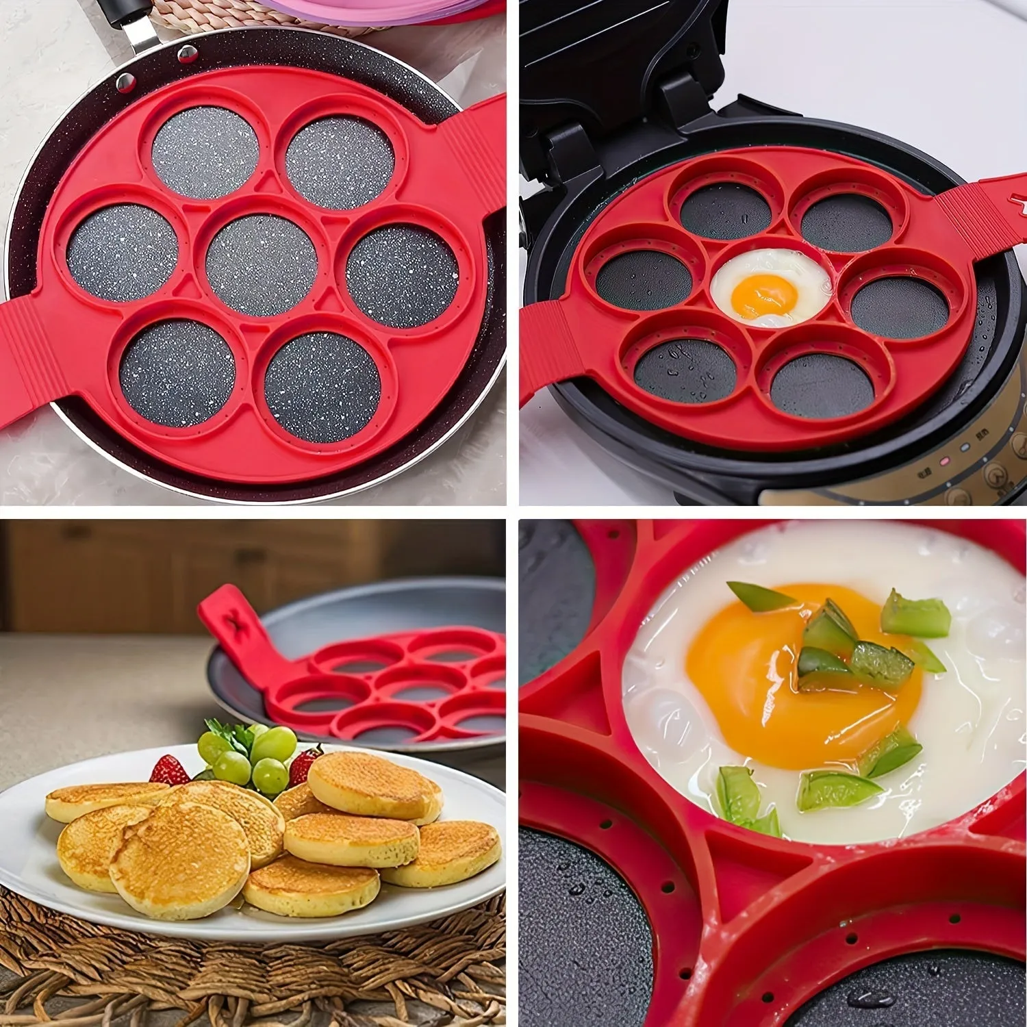 Flip N Cook Silicone Pancake Mold - Easy Flip Design, Non-Stick Surface, Heat Resistant Silicone - Ideal for Breakfast