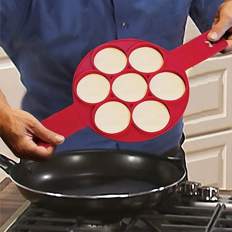 Flip N Cook Silicone Pancake Mold - Easy Flip Design, Non-Stick Surface, Heat Resistant Silicone - Ideal for Breakfast