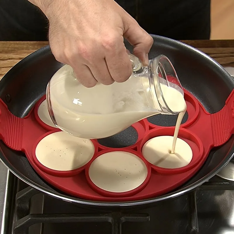 Flip N Cook Silicone Pancake Mold - Easy Flip Design, Non-Stick Surface, Heat Resistant Silicone - Ideal for Breakfast