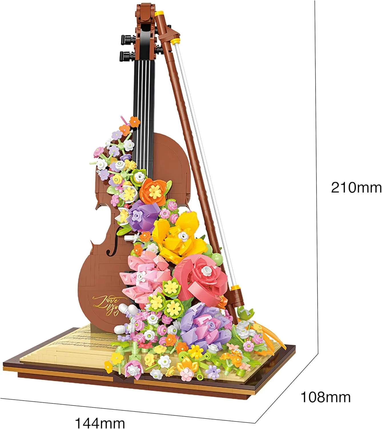 Flower Bouquet Violin Building Blocks Set, 950PCS Music Instruments Bricks Set, Gifts for Adults and Kids