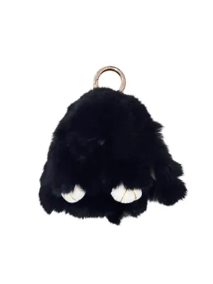 FLUFFY BUNNY BAG CHARM BLACK