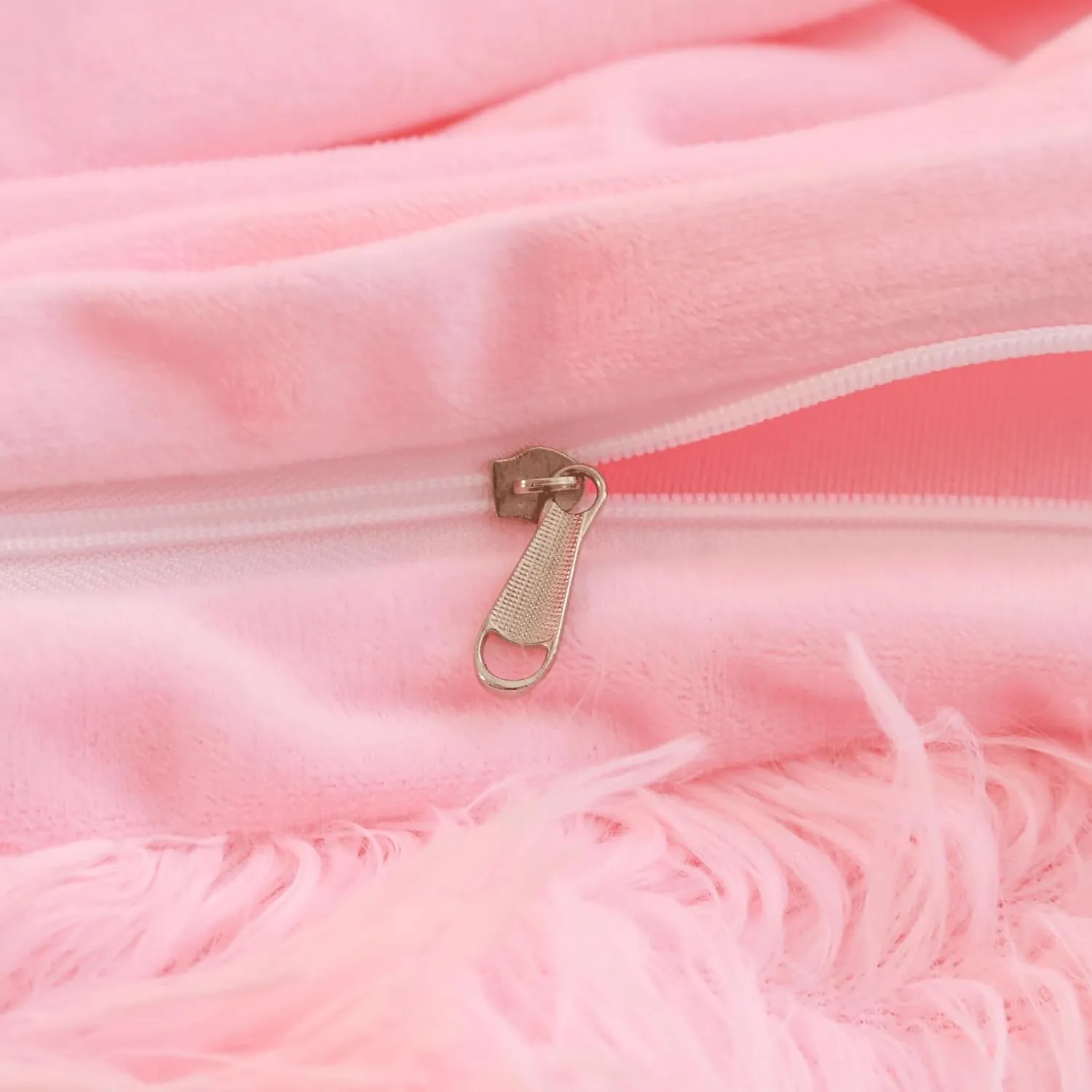 Fluffy Pink Comforter Cover Queen Set, Soft Furry Shaggy Pink Bedding Queen Set 3 Pieces (1 Fuzzy Duvet Cover   2 Faux Fur Pillow Cases) Fluffy Bed Set, Zipper Closure