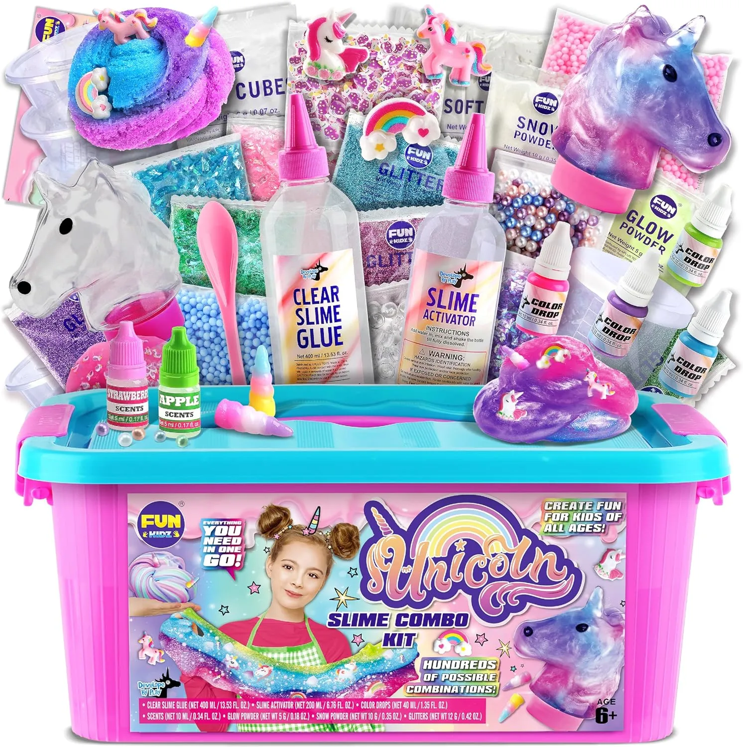 Fluffy Unicorn Slime Kit for Girls, FunKidz Cloud Slime Gift for Ages 6  Kids Fun Slime Making Kit Awesome Craft Toy Birthday Present Ideas