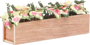Fockety Miniature Wooden Flower Pot Set for 1:12 Dollhouse, Mini Plant Model Decor with Highly Simulated Shapes and Bright Colors, Ideal Photo Prop for Romantic Scenes with Vibrant Style