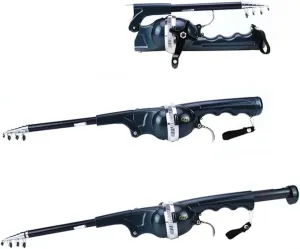 Folding Fishing Rod, Fishing Rod and Reel Combo, Portable Fishing Rods, Telescopic Fishing Rod Kit with Spinning Reel, Black, LZ 052001
