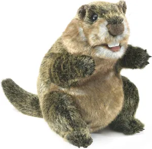Folkmanis Groundhog Hand Puppet,Brown; Tan; White