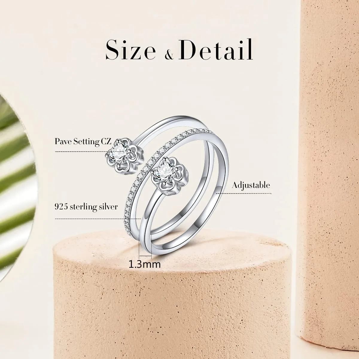 FOREVER QUEEN Women Rings Star Sun Colorful Zircon Adjustable 925 Sterling Silver Rainbow Toe Rings Thumb Rings for Women
