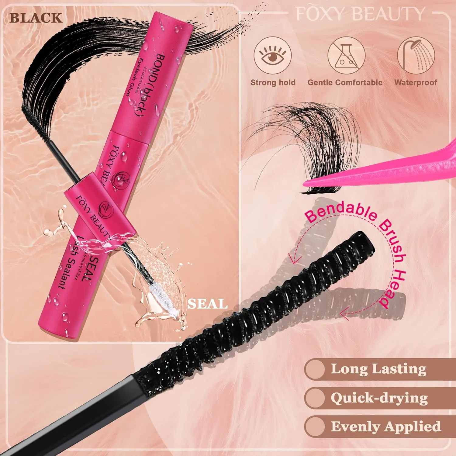 Foxy Beauty Lash Clusters Kit - 432Pcs Fluffy Eyelash Extension Kit 12-20mm D Curl Clusters Soft Comfortable With Bond Seal Remover Applicator